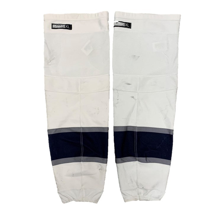 OHL - Chaussettes de hockey CCM d'occasion (blanc/bleu marine/argent)